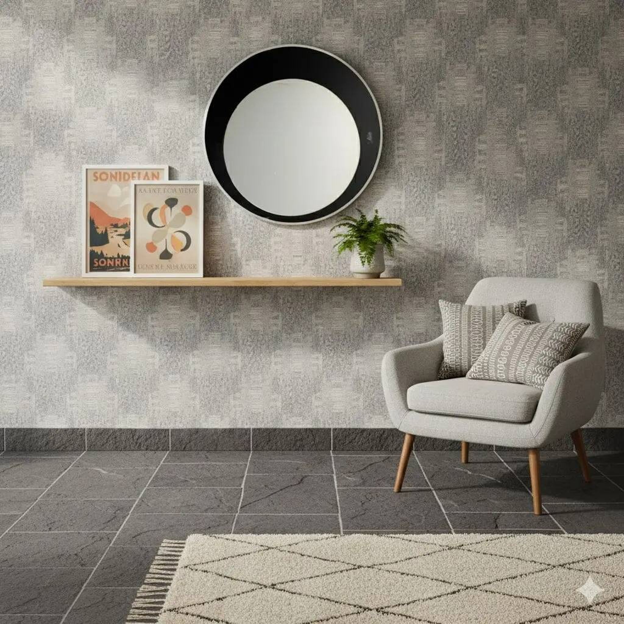 Miroir vintage rond design, Italie 1960s-1970s