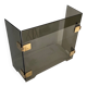 Three-Panel Folding Fire Screen in Smoked Glass with Polished Brass Hinges,