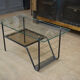 Vintage coffee table in metal and glass 1960 with 2 trays
