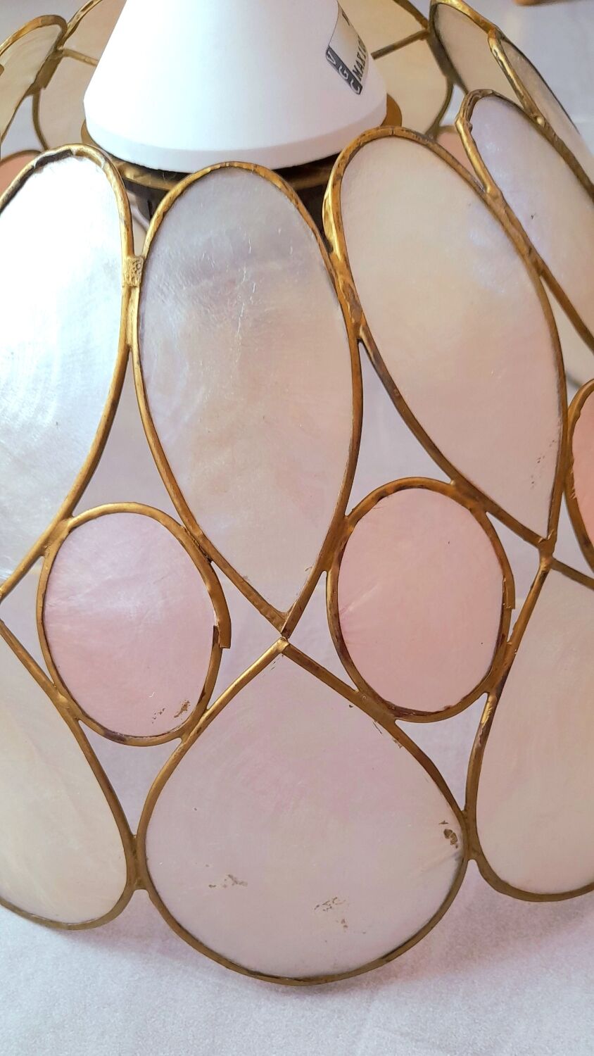 Mother-of-pearl and brass pendant light