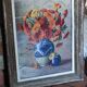 Aquarelle ancienne nature aux fleurs