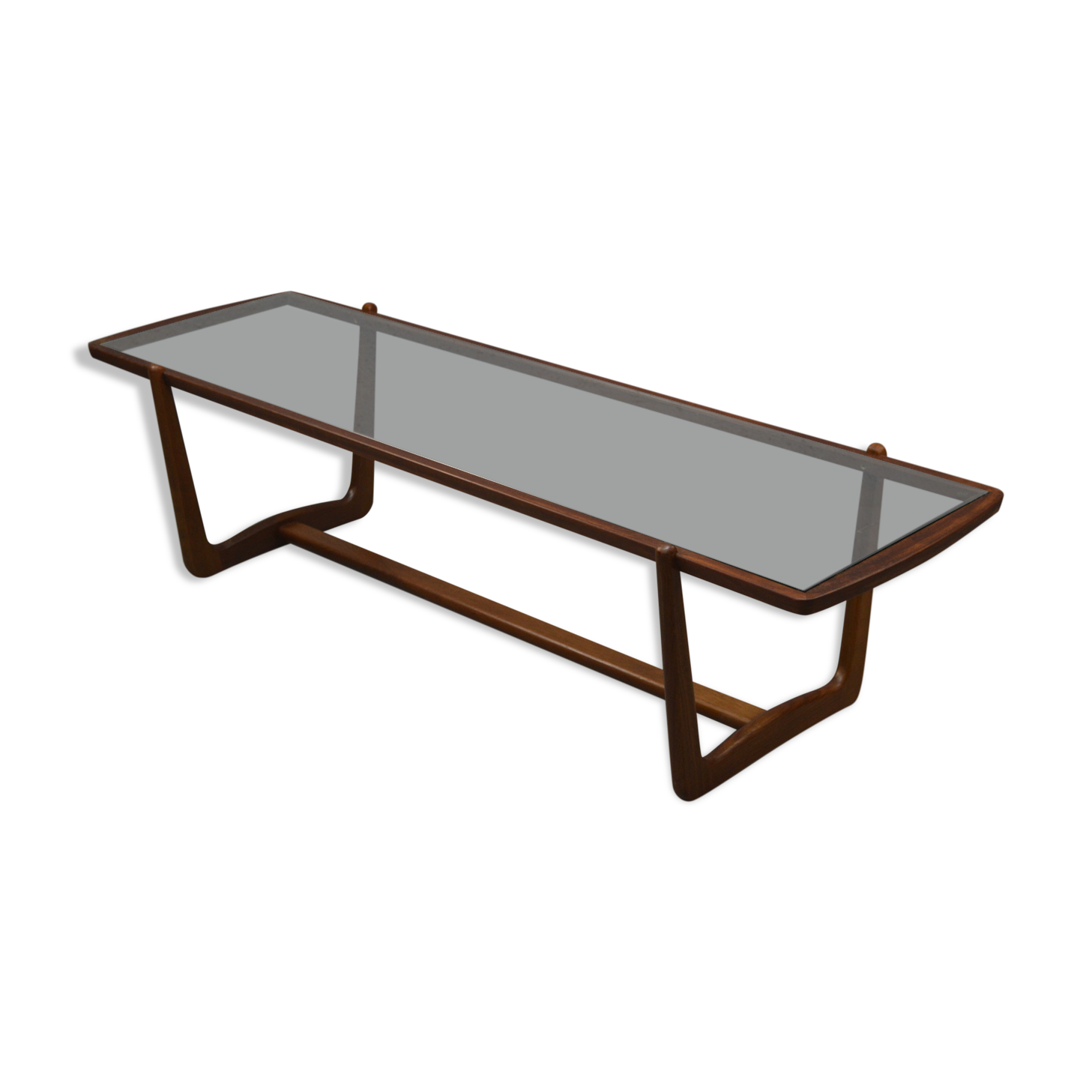 Mid century glass topped coffee table