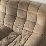 Sofa 3 places Kashima Line Roset velvet beige 70s