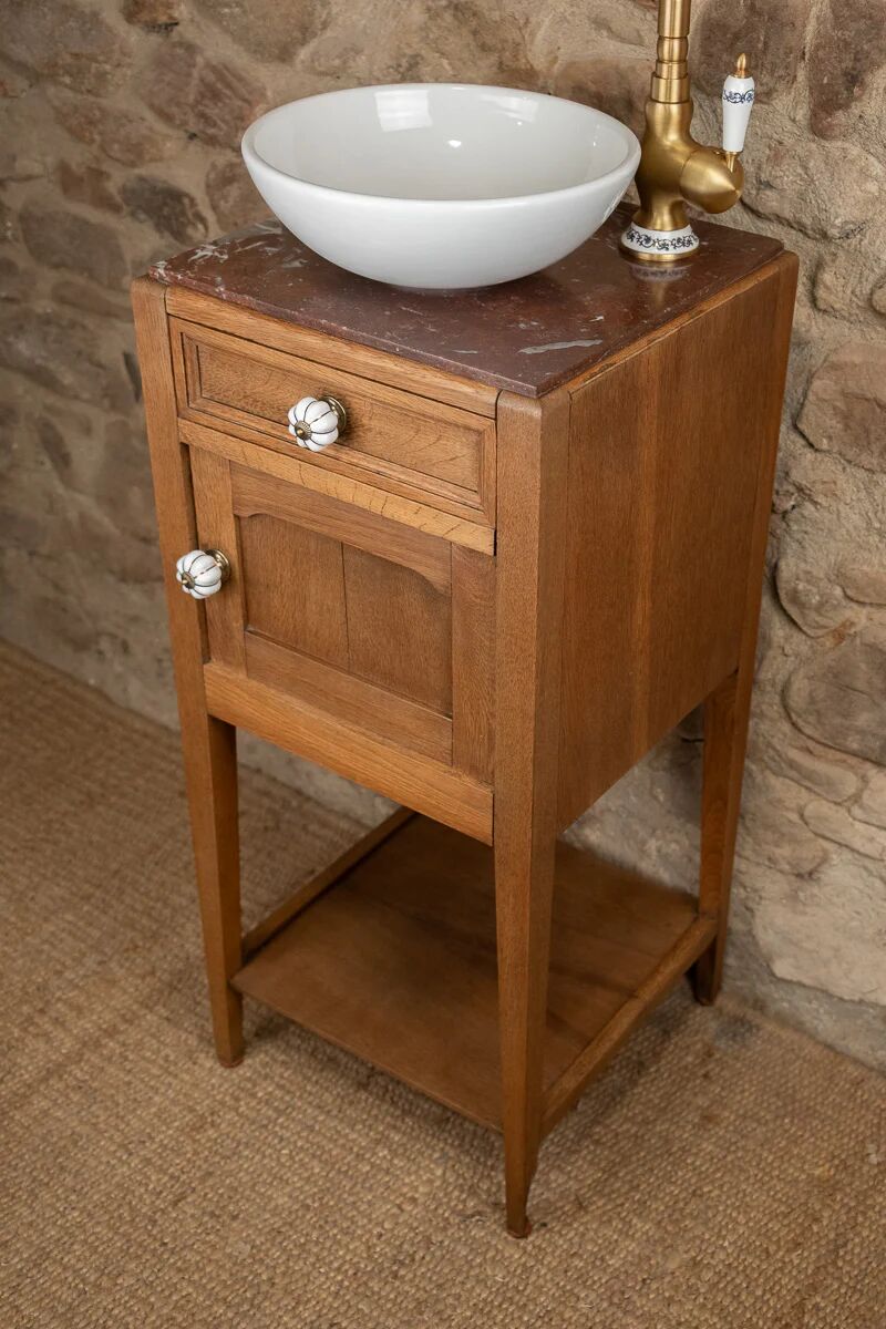 Antique wooden and red marble washstand (Art Deco style)