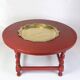 Antique Chinese Style Round Coffee Table With Bulit-in Brass Tray From 1890