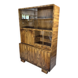 Restored Mid-Century Flame Walnut Highboard with Bar Cabinet - 1960s