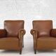 Pair of club armchairs from the 50s in imitation and wood