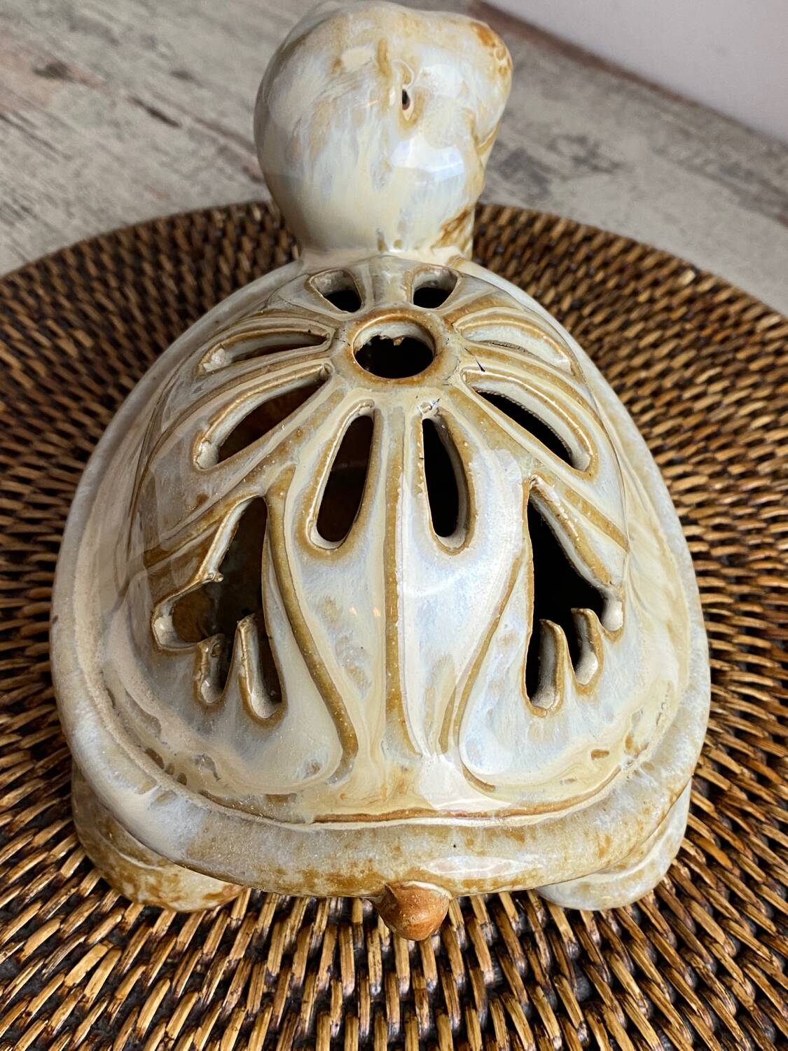 Ceramic turtle candle holder