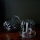 Pair of old fluted glass molds. Kouglof molds / Jam molds