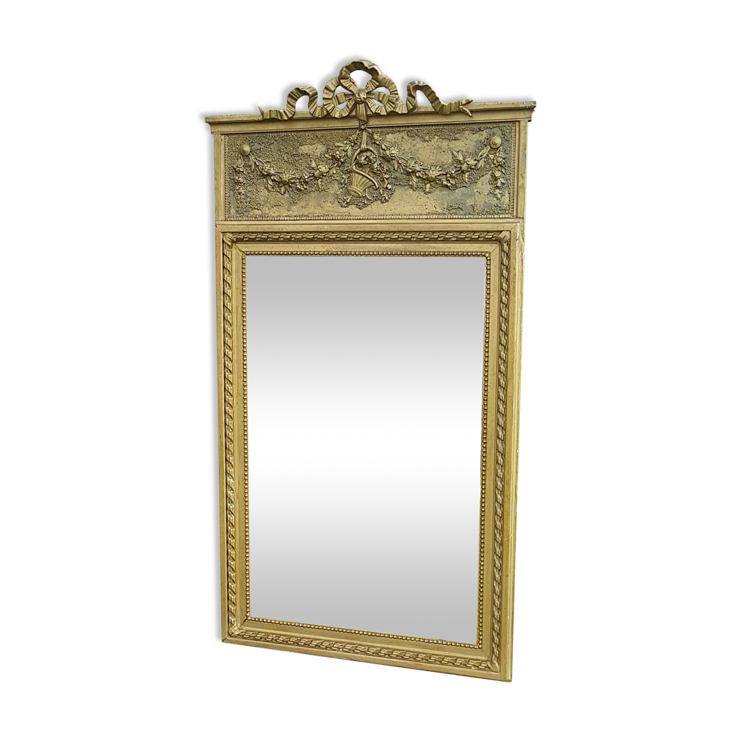 Large early 20th century mirror bevelled 66x128cm