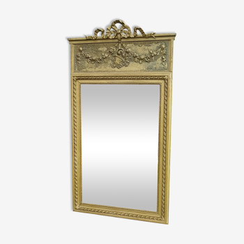 Large early 20th century mirror bevelled 66x128cm