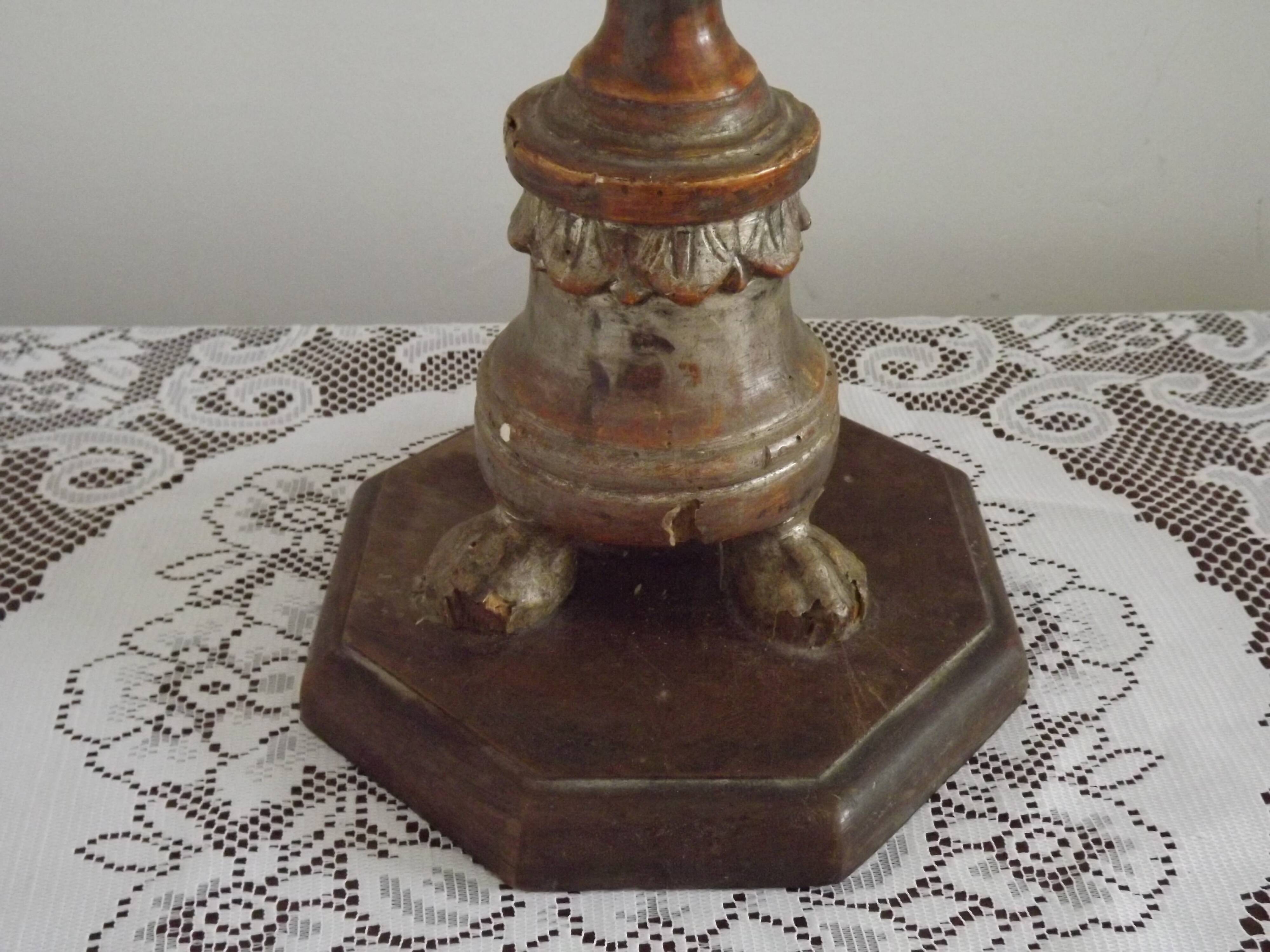 Antique 18th Century Church Altar Candlestick Converted to Table Lamp
