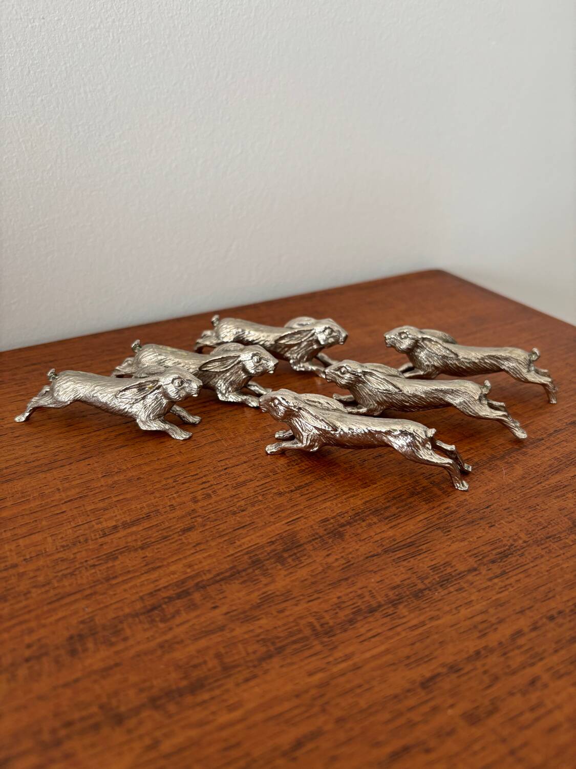 Set of 6 vintage silver-plated knife rests – rabbit shape – style