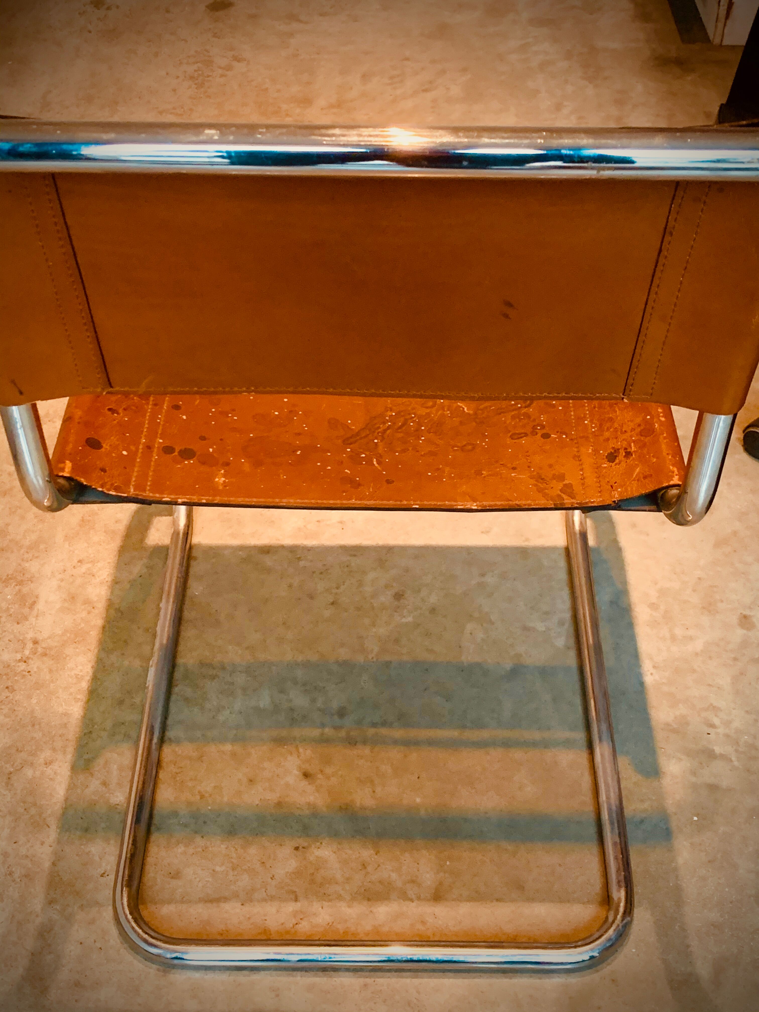 Marcel Breuer model B33 camel leather chairs, 1928