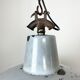 Industrial light grey enamel factory lamp with cast iron top, 1950s
