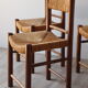 Series of 4 vintage straw and wood chairs, 1960