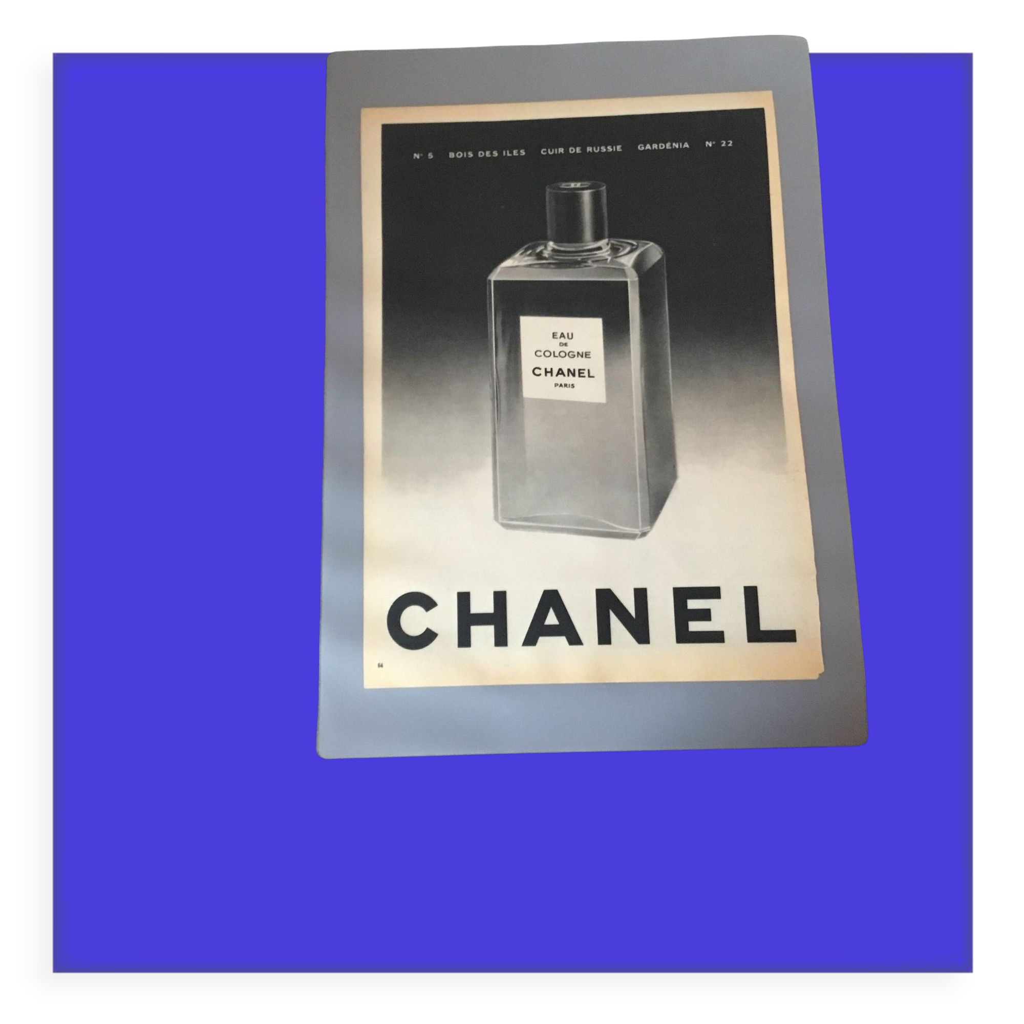 Publicité vintage à encadrer Chanel eau de Cologne