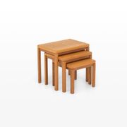 Vintage oak nesting tables by Van Den Berghe Pauvers, 1970s, set of 3