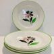X5 small plates floral pattern glass Digoin sarreguemines Rustic -France -retro-vintage