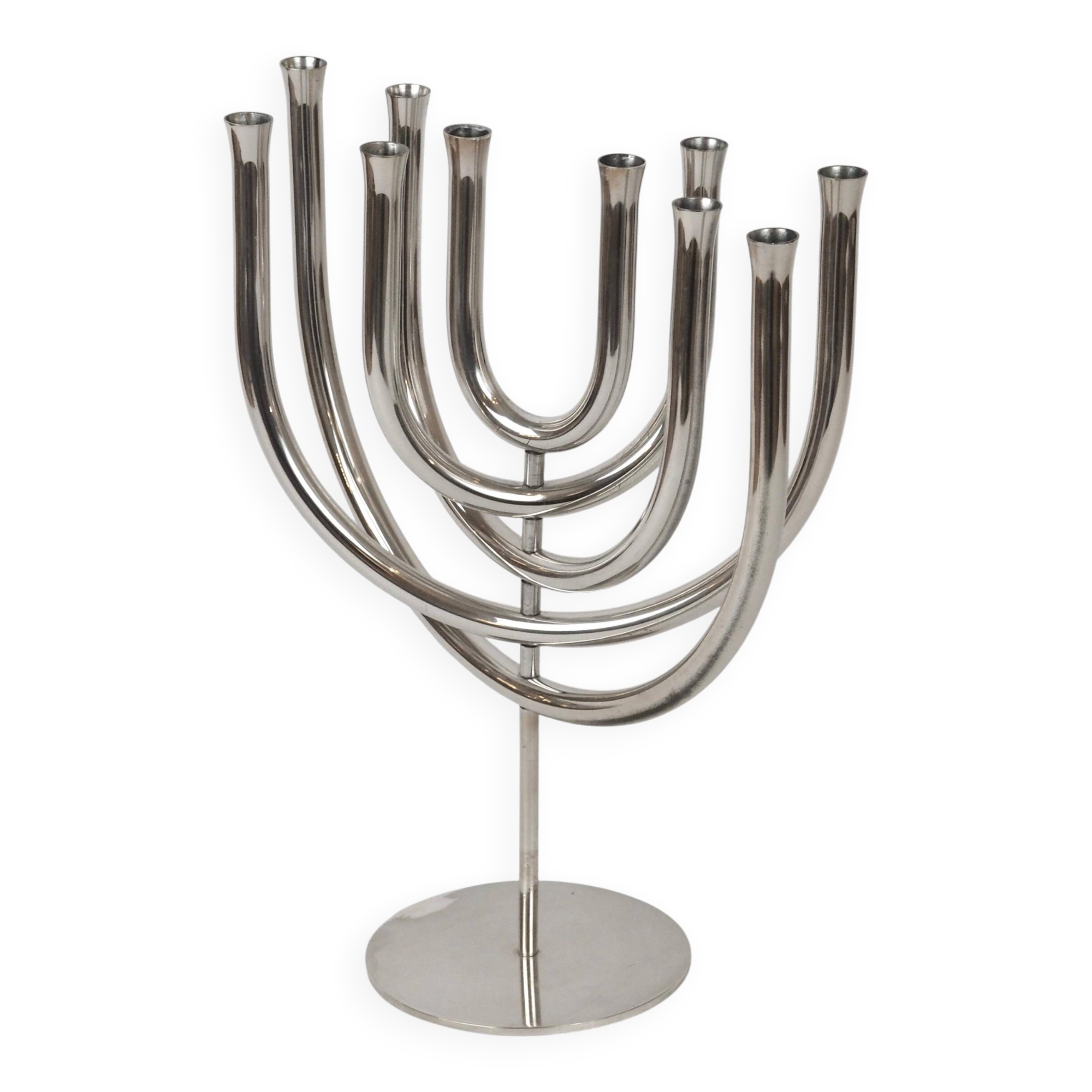 Chandelier cinétique moderniste du milieu du siècle, plaqué argent, à 10 lumières, Berndorf, années 1960