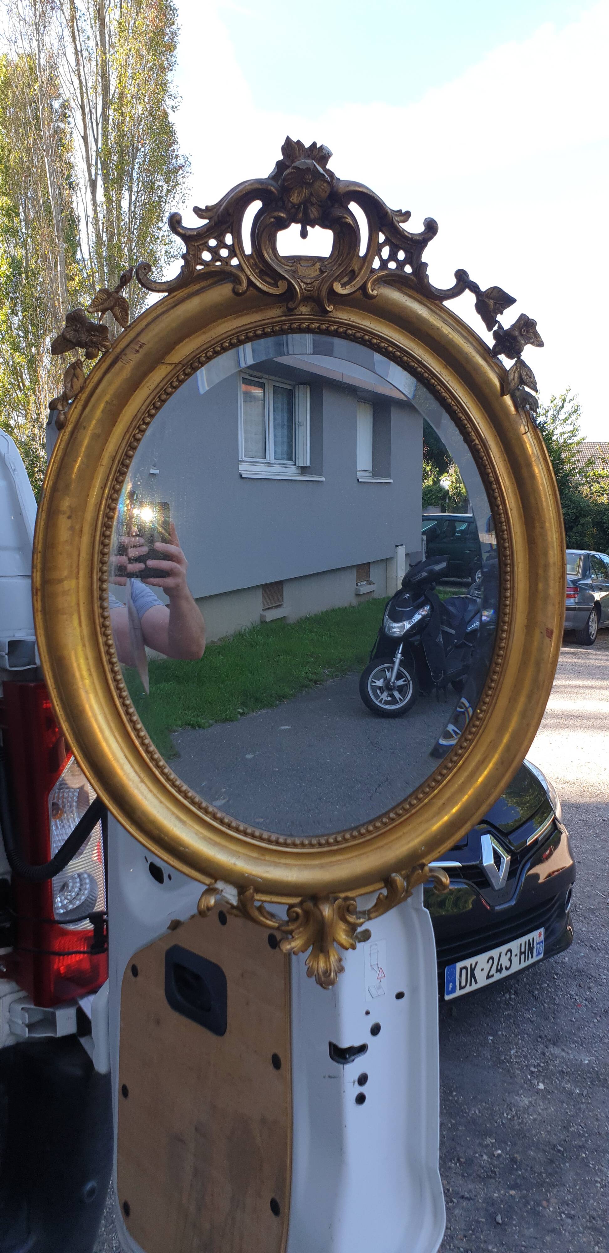 Oval mirror Louis xv period 19th century