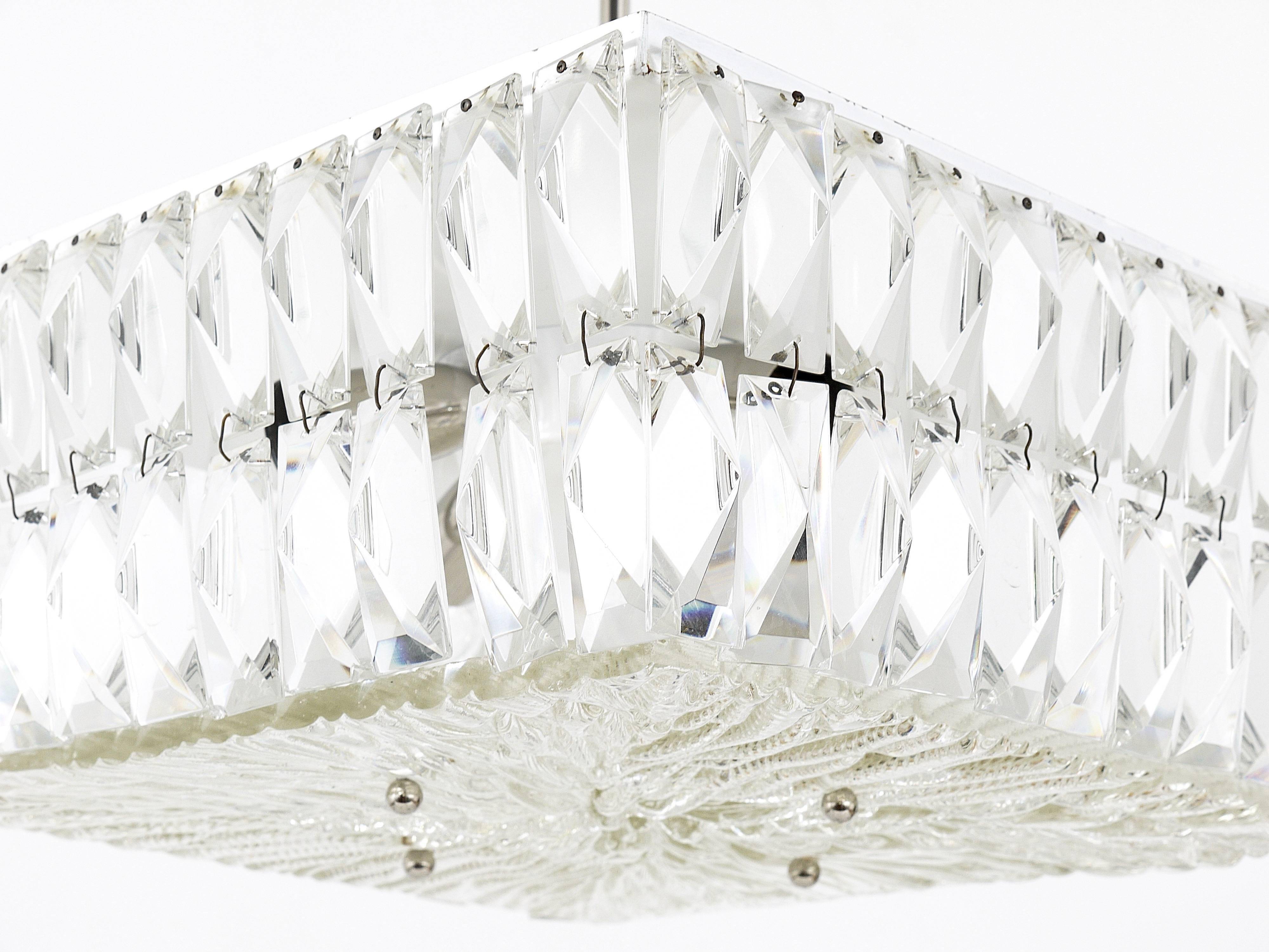 Bakalowits Vienna Faceted Crystal Chandelier Mid-Century, Austria, 1960s
