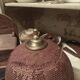 Vintage rattan and chrome metal lamp – 1970s/1980s