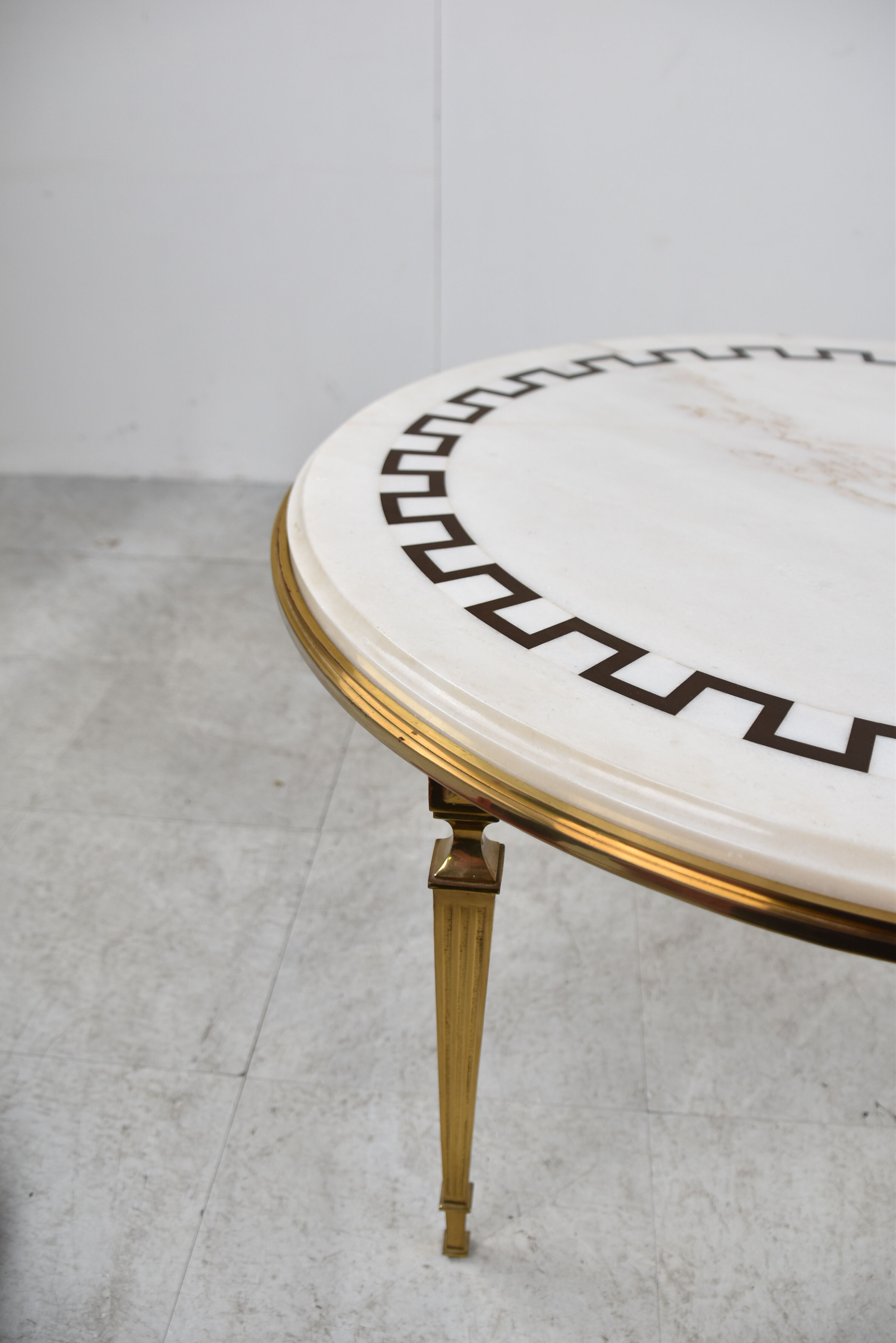 Vintage brass and white marble coffee table, 1970s