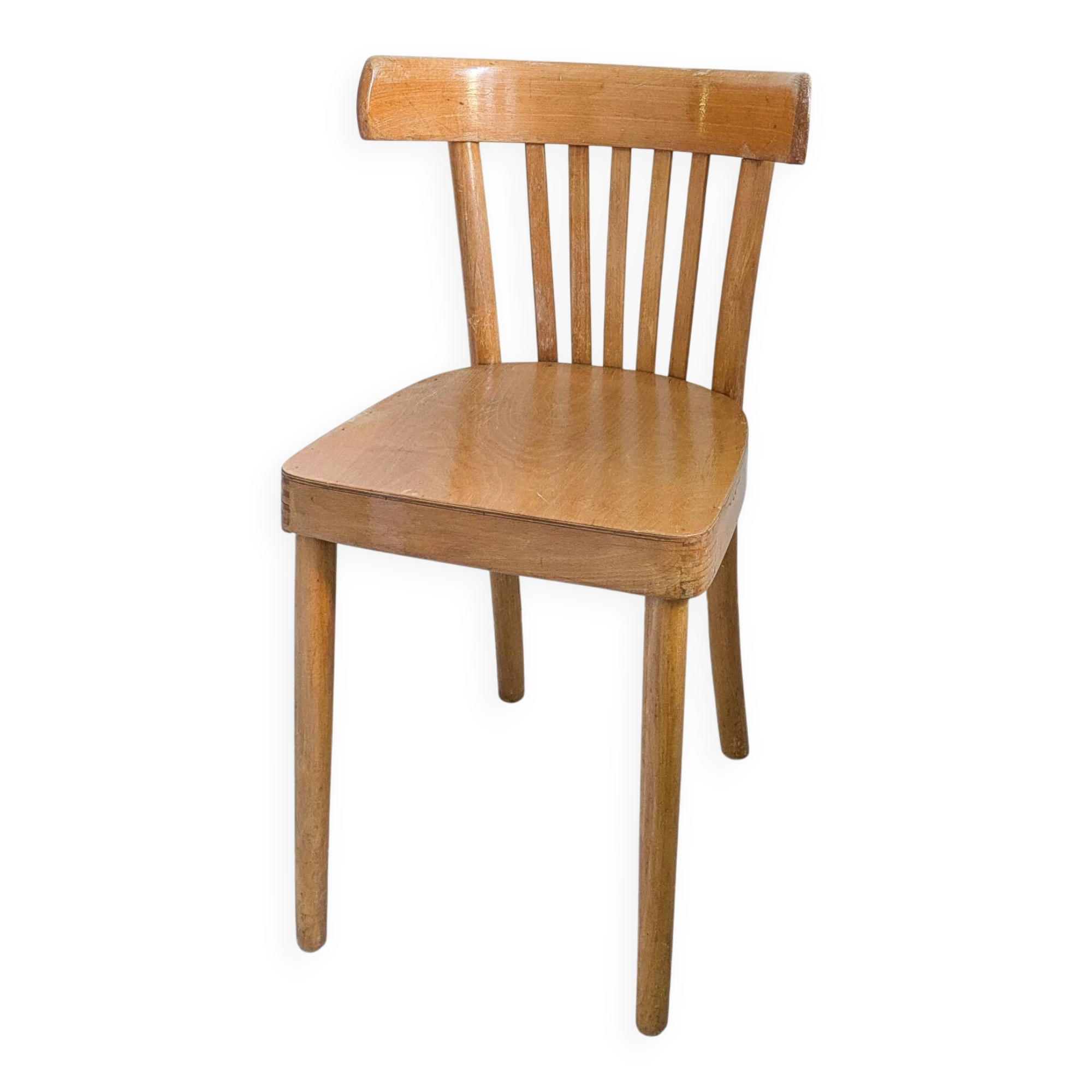 Chaise bistrot vintage Mid-Century en bois à barreaux style scandinave