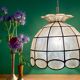 Suspension abat-jour vintage en nacre et laiton