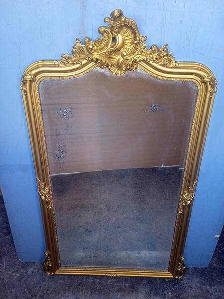 Miroir Louis XV bois doré ep XIX em - 144 cm