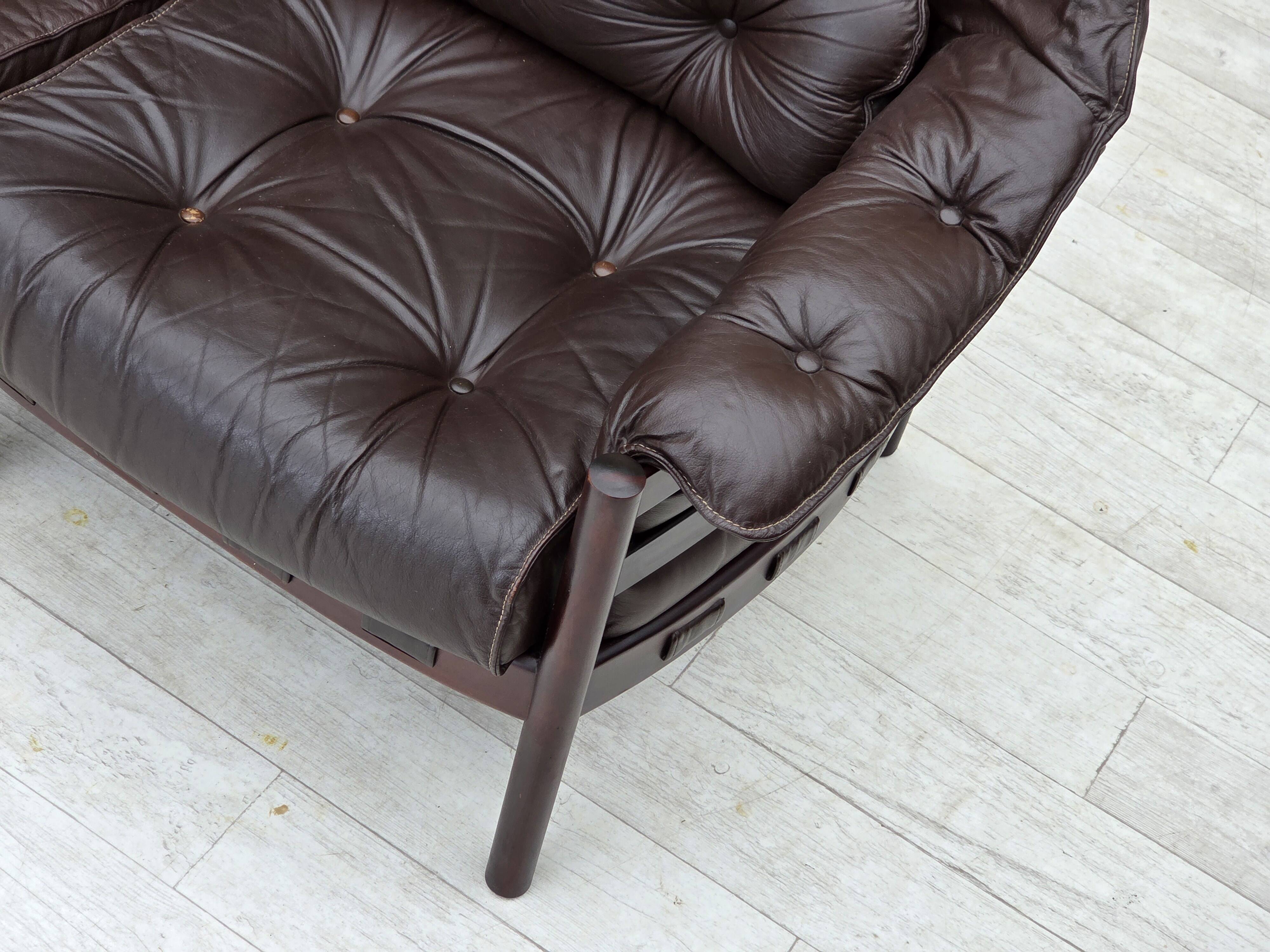 1970s, Scandinavian 3-seater sofa by Arne Norell, furniture leather.