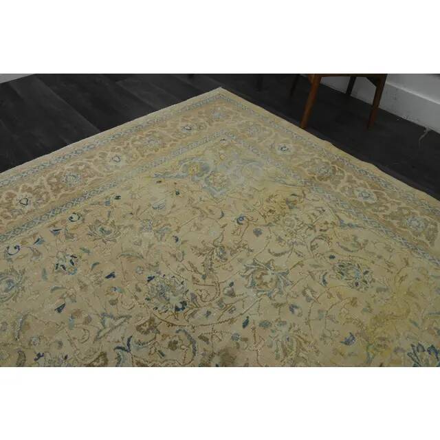 1970s Vintage Persian Handmade Wool Cotton Orange Area Rug 293x382