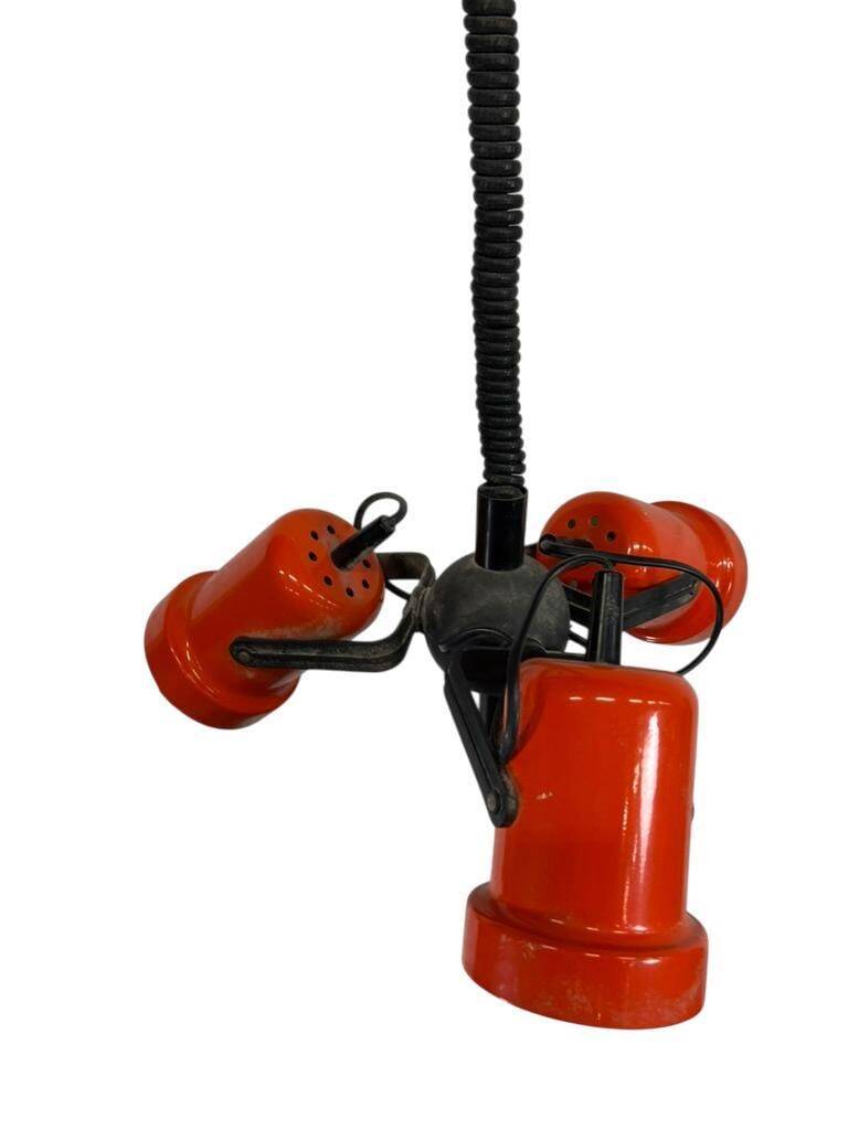 vintage orange pendant light with 3 spots