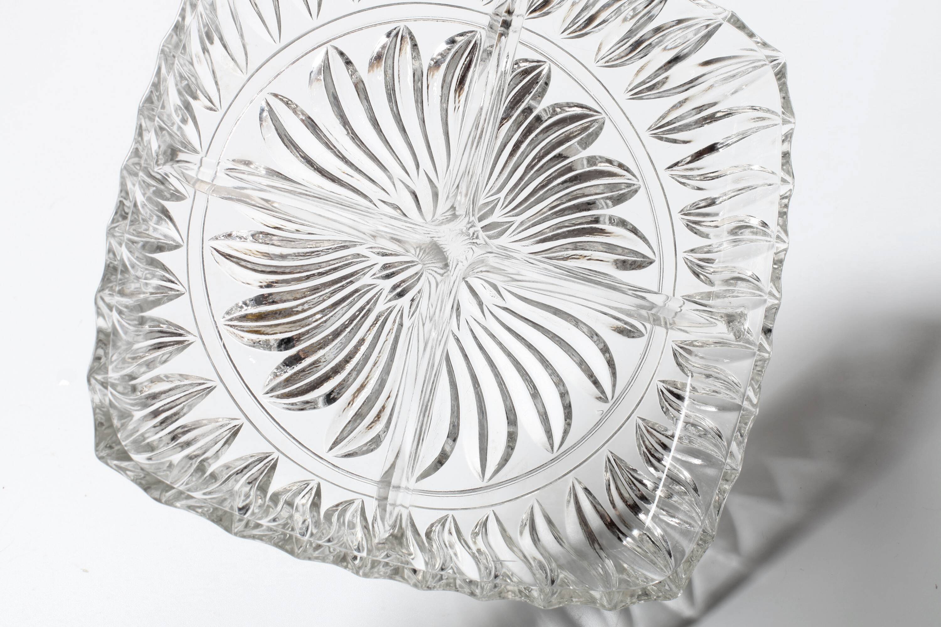 Mid-century Divided Serving Plate / Clear Appetizer Tray / Italy / 1970s