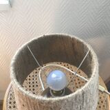 Sandstone lamp with rope lampshade