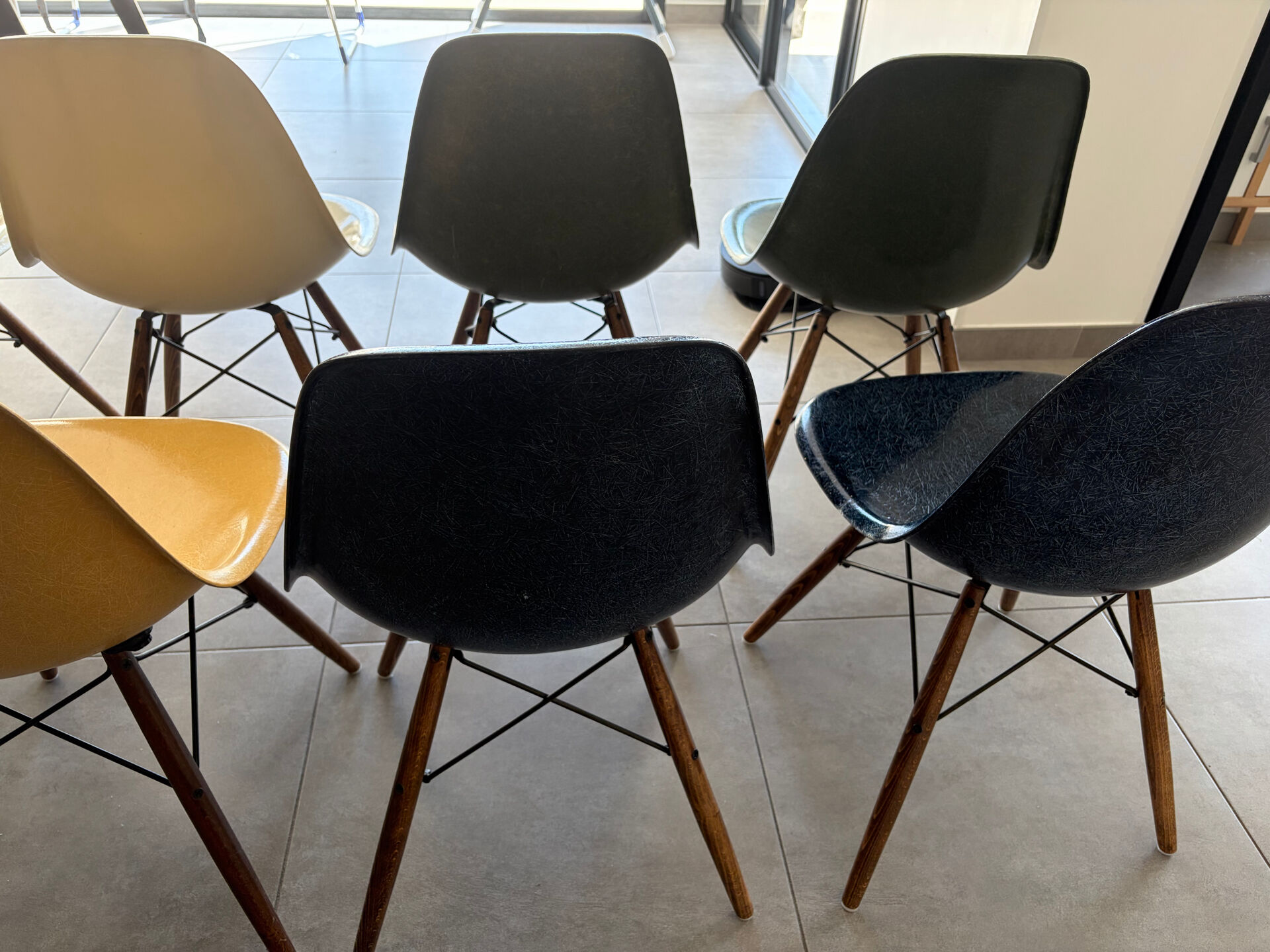 Blue Eames chairs