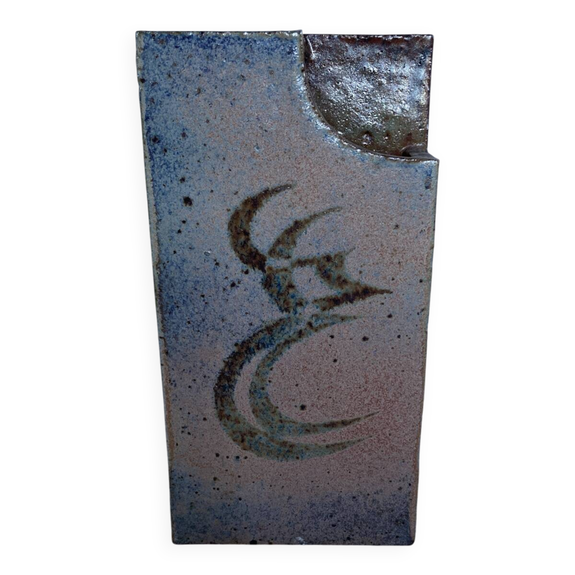 Modernist soliflore vase in stoneware from La Borne - Pierre Devie, 1977