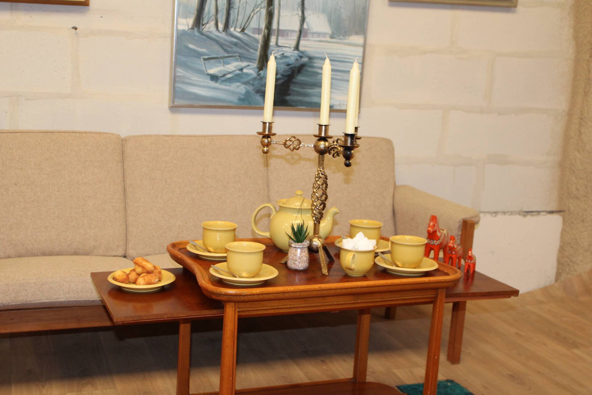 5-candle chandelier in gold-painted metal Denmark