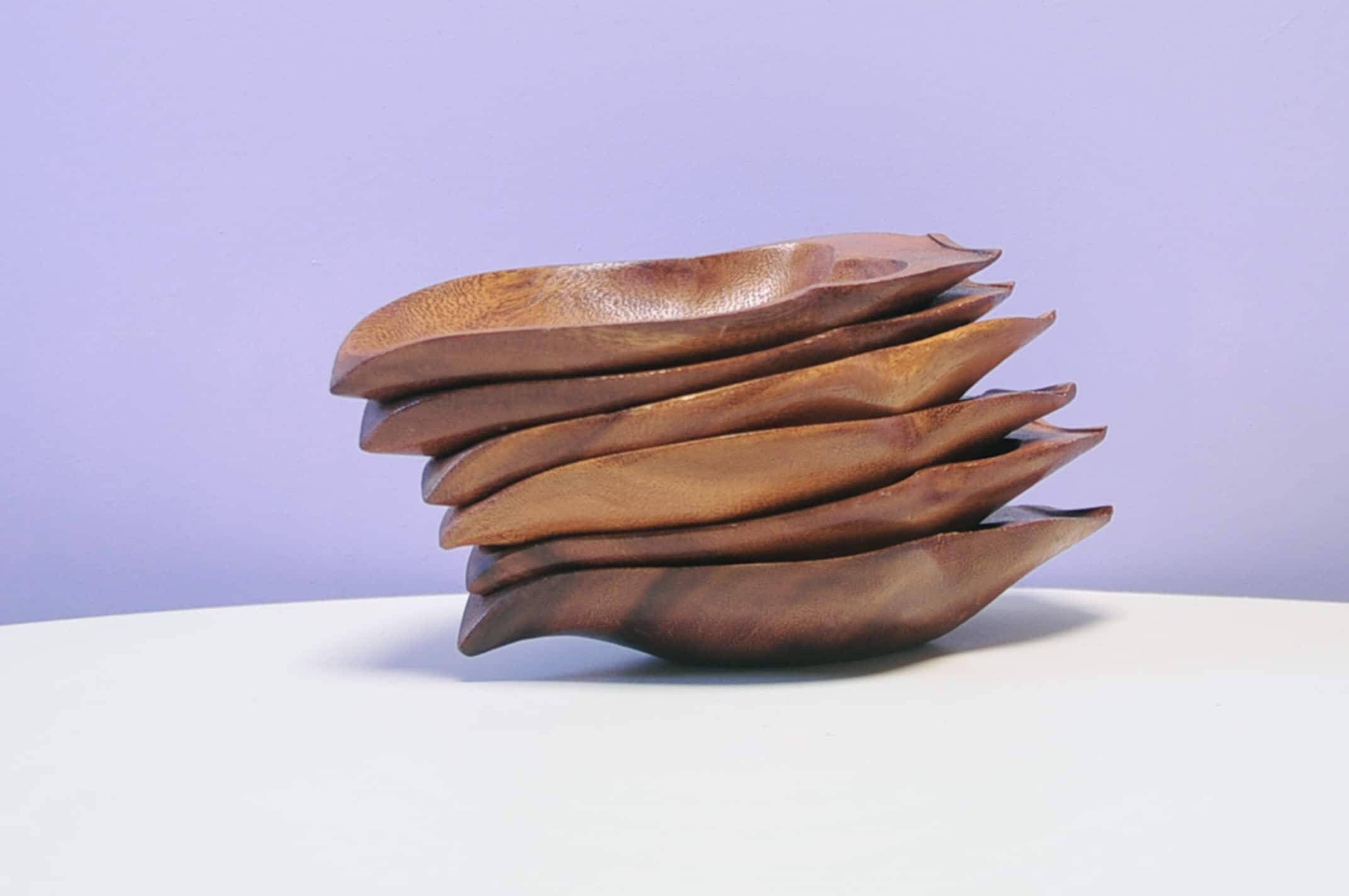 Ensemble de 6 grands bols en bois pour servir