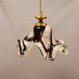 Immense lampe suspendue en verre suédoise, de la verrerie d'Örrefors avec un dessus en laiton.