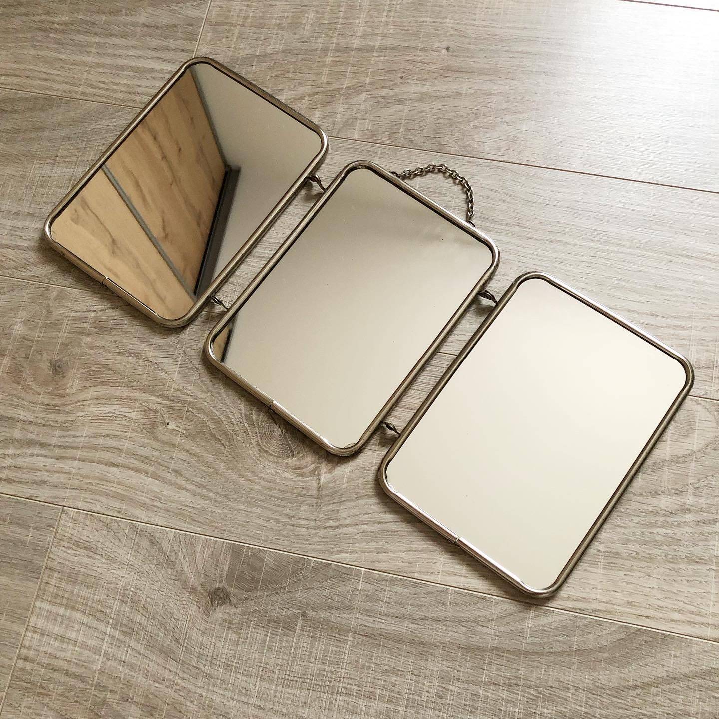 Vintage Triptych Barber Mirror