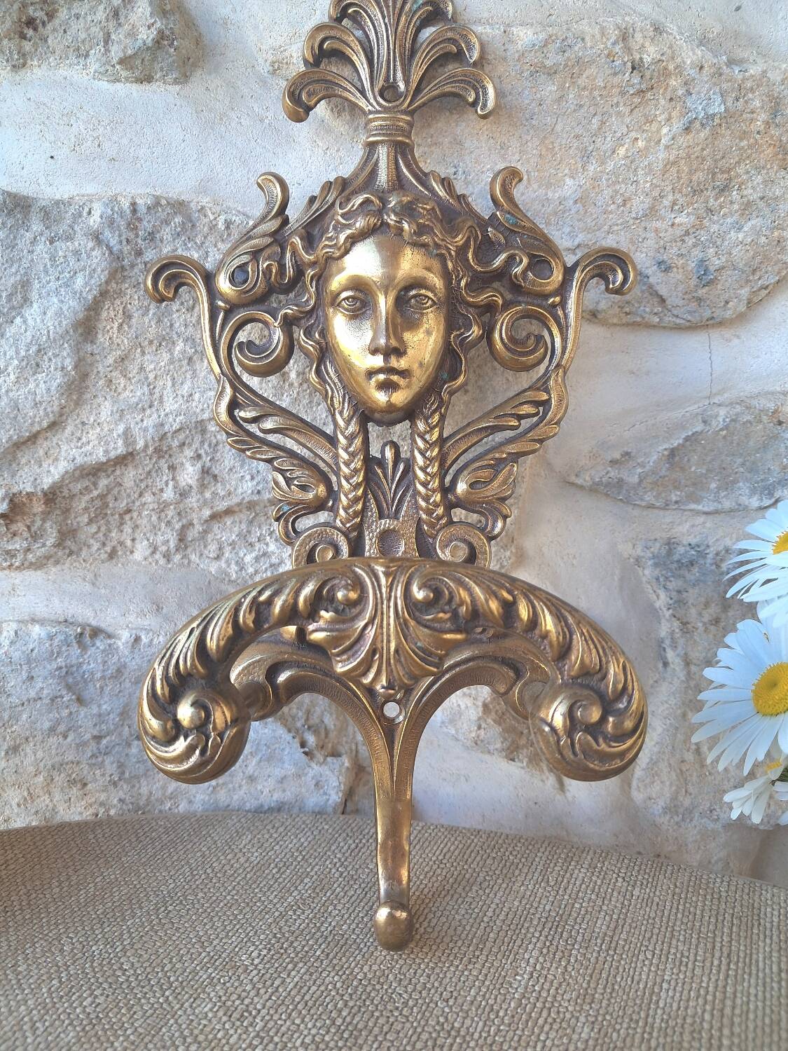 Antique brass coat hook