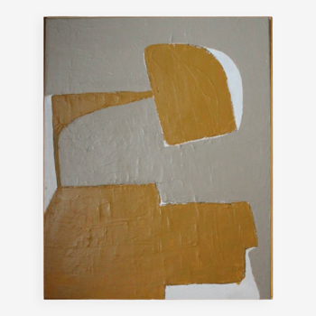 Ocher-taupe relief acrylic paint