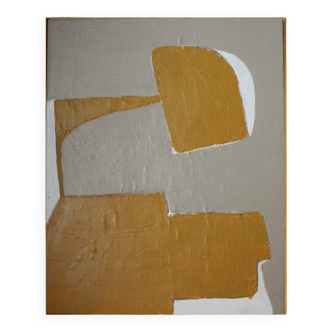 Peinture acrylique en relief ocre-taupe