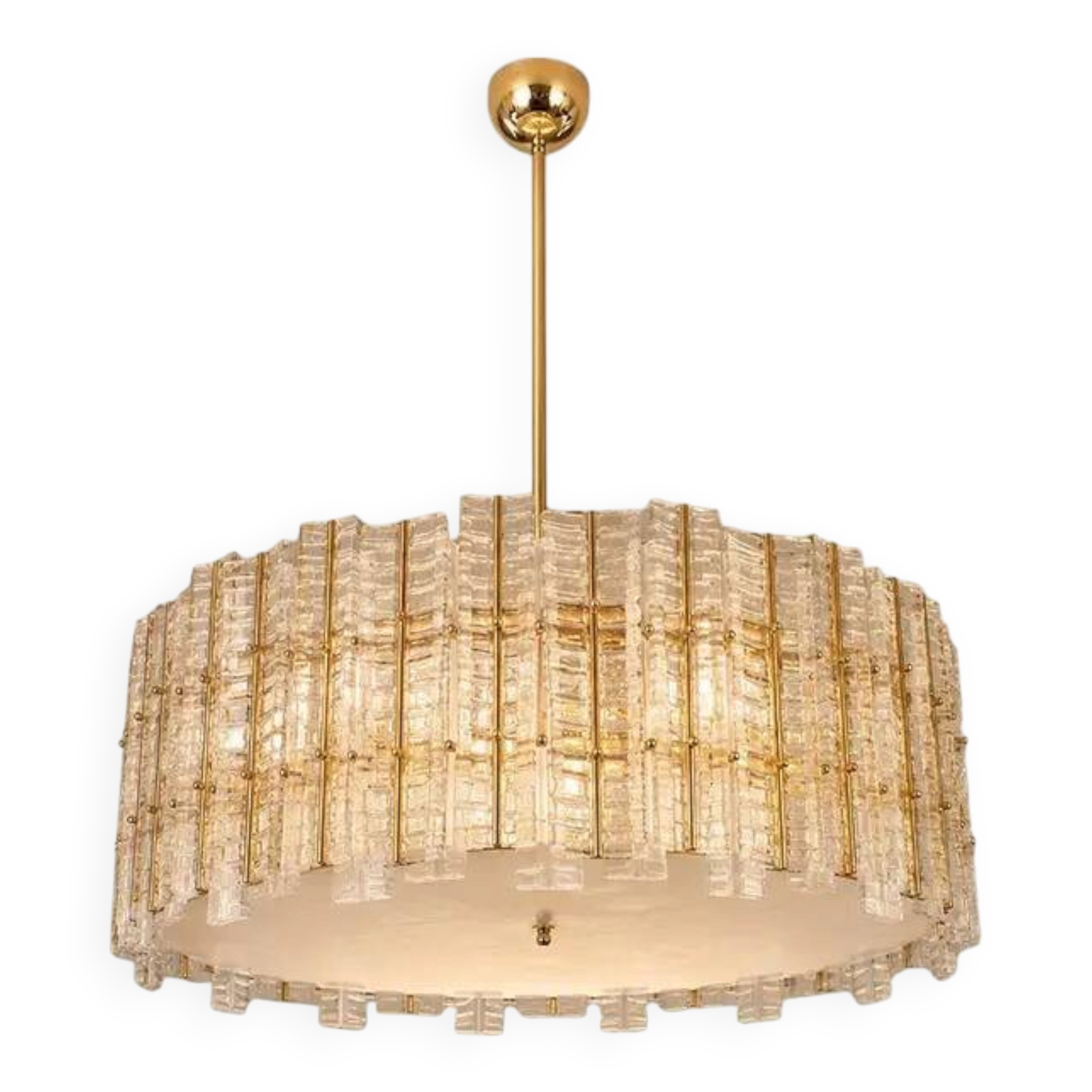 Contemporary Modern Italian “Tropical” Murano Glass Gold Round Chandelier