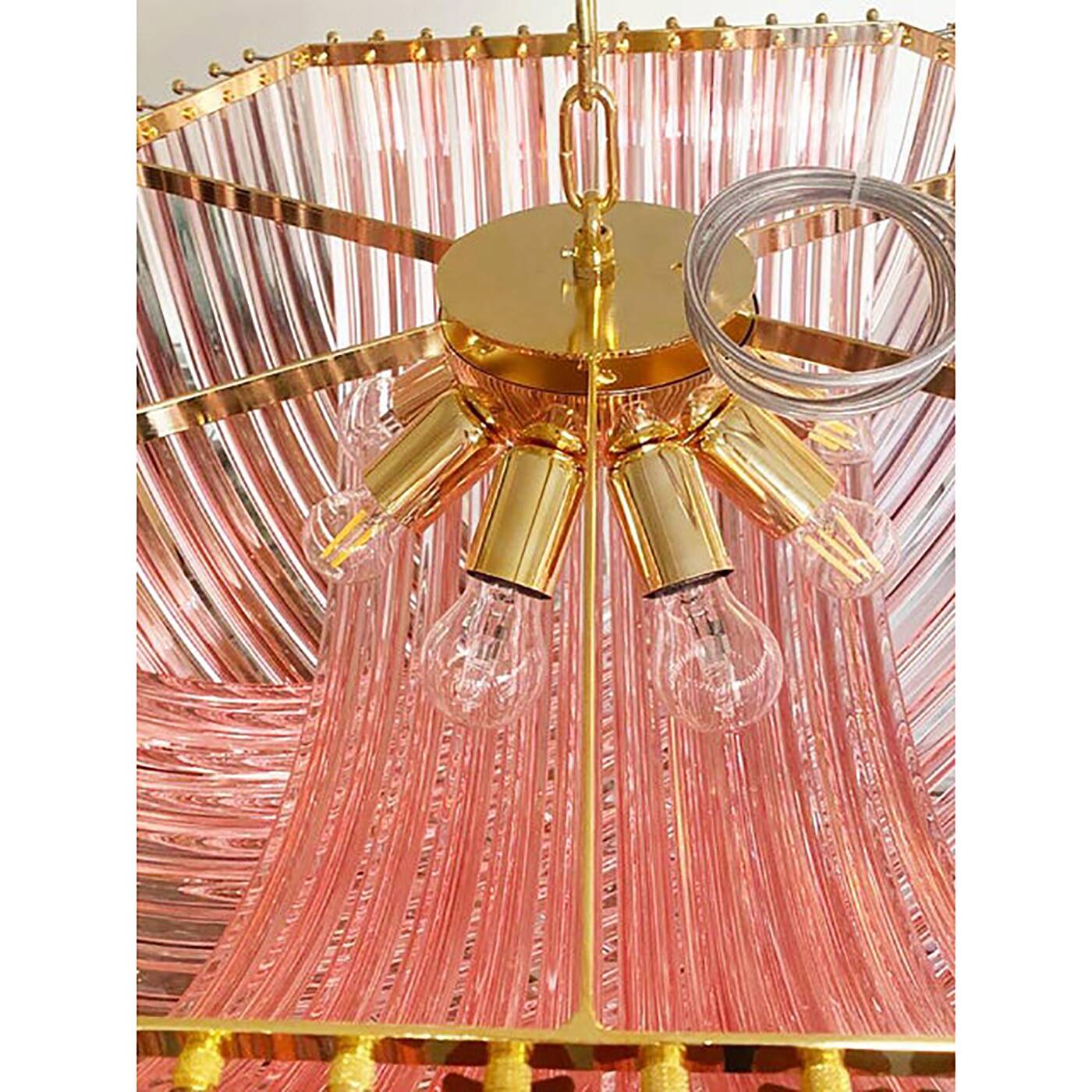Contemporary Exagonal Bundled Triedro Murano Glass Chandelier