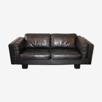 Black leather sofa from Denmark