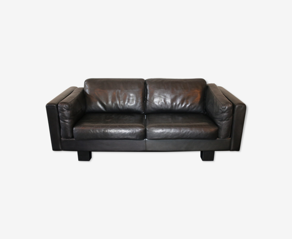 Black leather sofa from Denmark