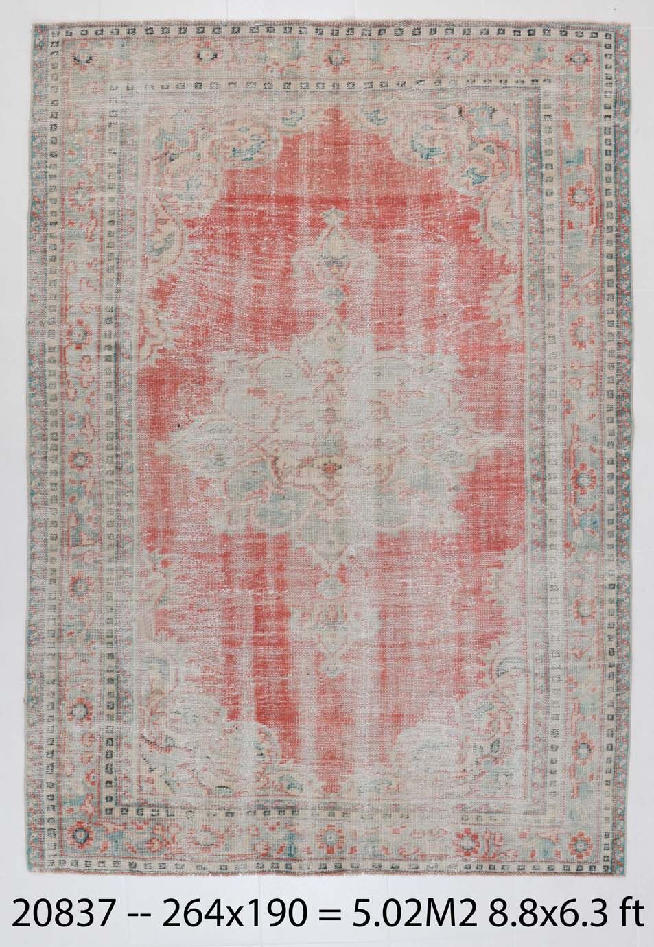 6x8 57s antique vintage rug, 190x264cm